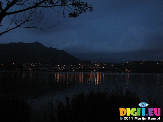 SX18879 View over Lago di Annone towards Sala al Barro at night